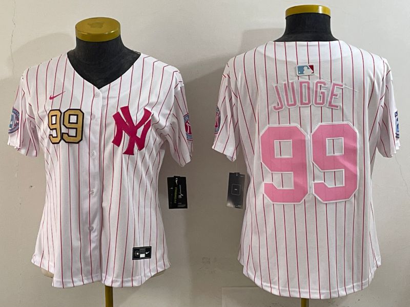 Youth 2025 New York Yankees #99 Judge White Stripe Joint Name Nike MLB Jersey style 6203